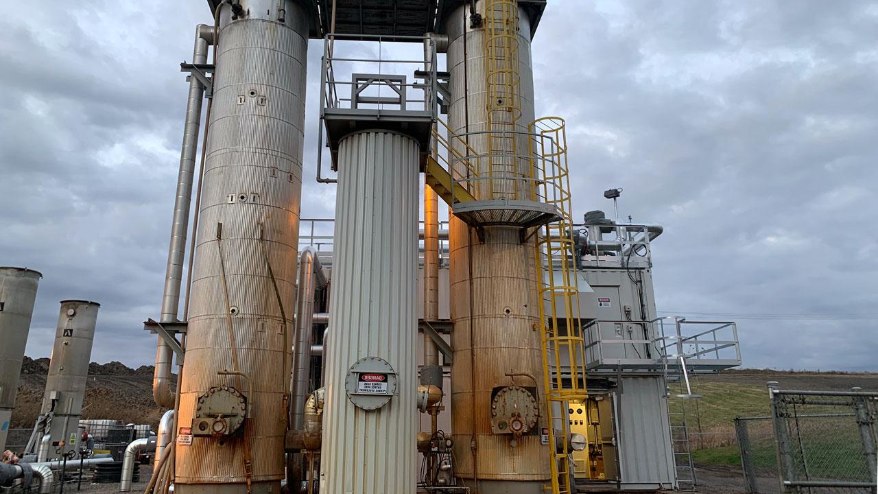 View of landfill gas collection and control system